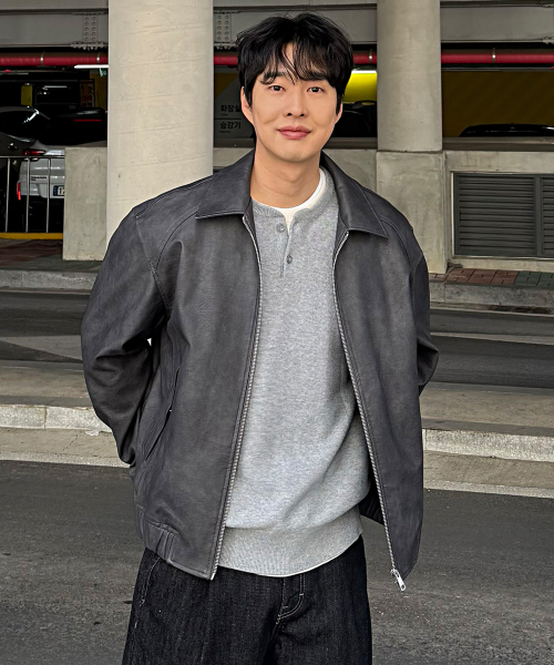 [COUTURE]Washed Grey Leather Bluoson