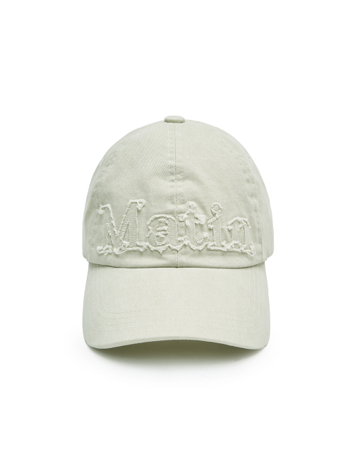 ROUGH CUT APPLIQUE BALL CAP IN LIGHT BEIGE