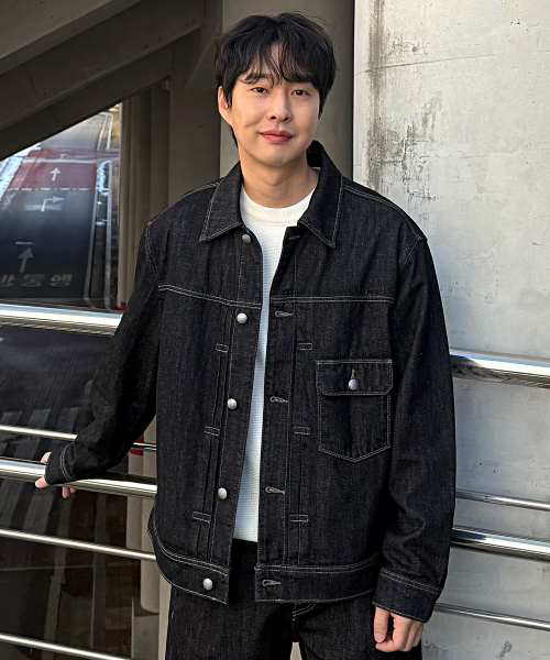 Black Raw Denim Trucker
