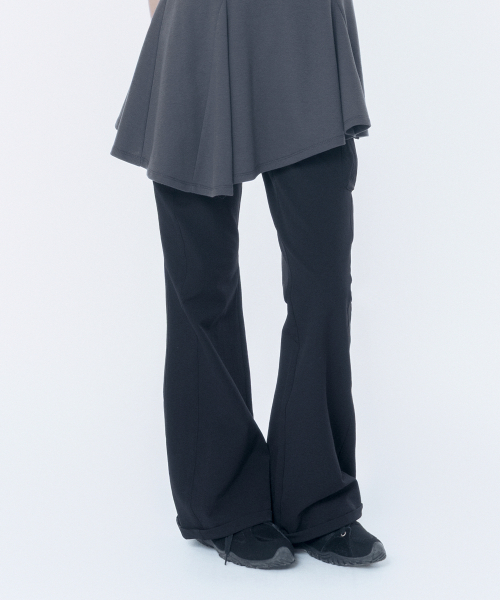 Ribbed side pocket pants BLACK