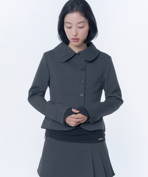 Omoi round collar blazer CHARCOAL