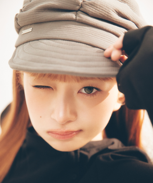 Pleats shirring cap GREY
