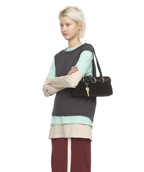 SHOULDER BROCLE MINI [SUEDE MOCHA EYELETS]