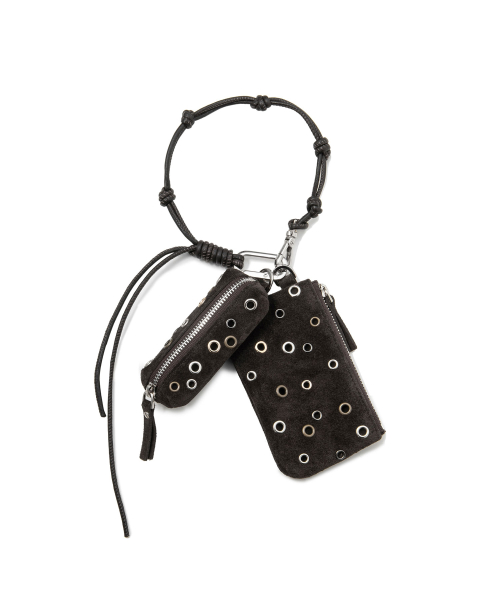 KNOTTY POUCH KEY RING [SUEDE MOCHA EYELETS]