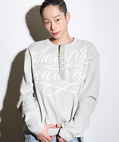 GT178 세그먼트 헨리넥 긴팔티 (GRAY)