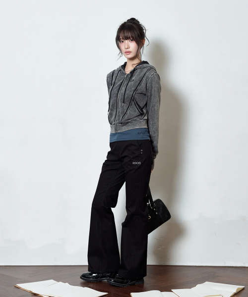 TINA TWILL PANTS / BLACK