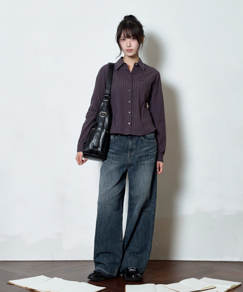 FADE DENIM WASHING PANTS / BLUE