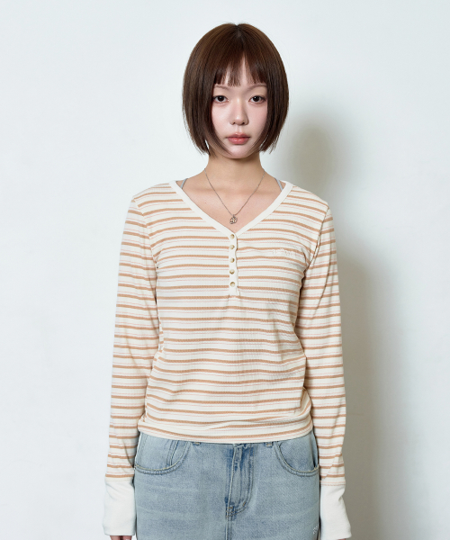 VATICAN STRIPE TEE / BEIGE