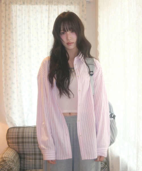 LOPY STRIPE SHIRT / PINK