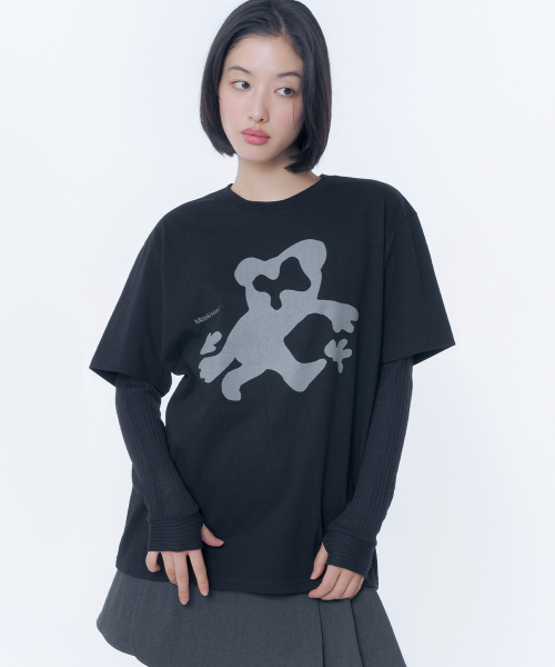 Teddy graphic short sleeve BLACK