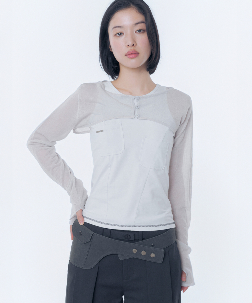 Pocket pointed sleeveless GREY