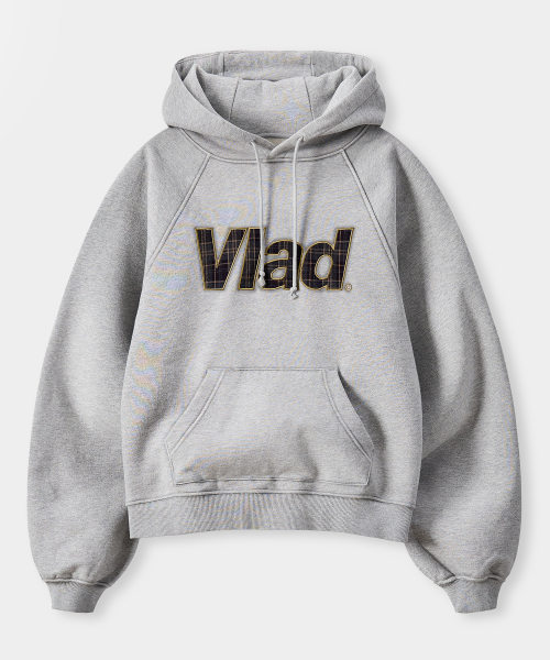 VLAD CHECK APPLIQUE HOODED SWEATSHIRT