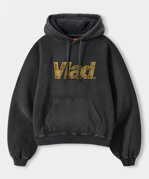 VLAD CHECK APPLIQUE HOODED SWEATSHIRT