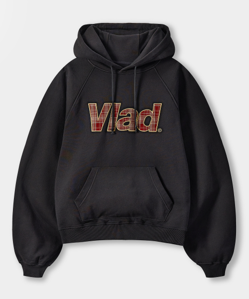 VLAD CHECK APPLIQUE HOODED SWEATSHIRT