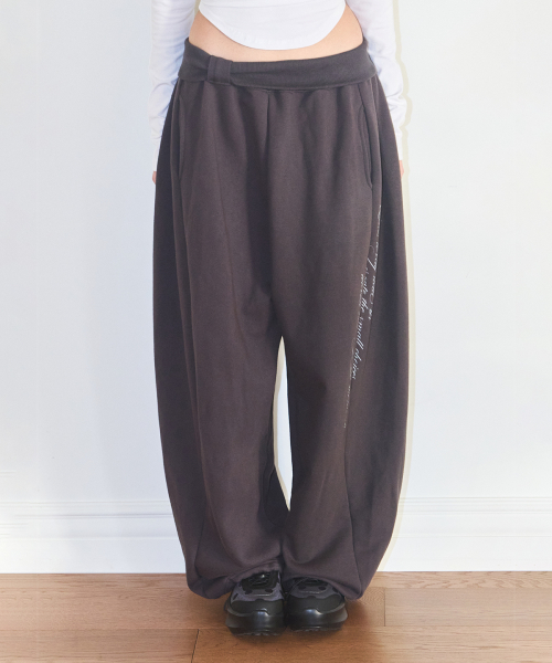 Lace Ribbon Sweat Pants Charcoal