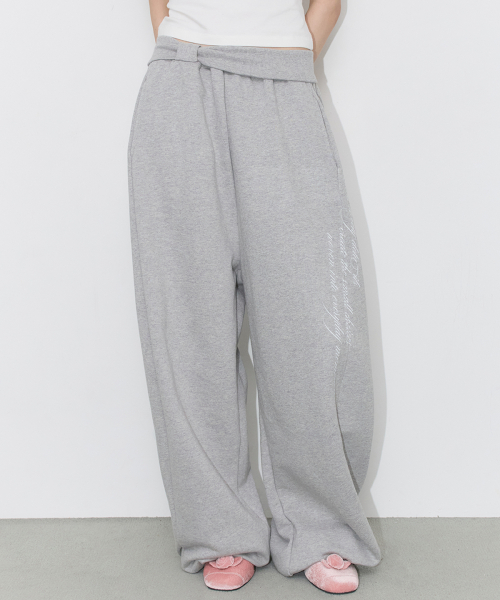 Lace Ribbon Sweat Pants Melange