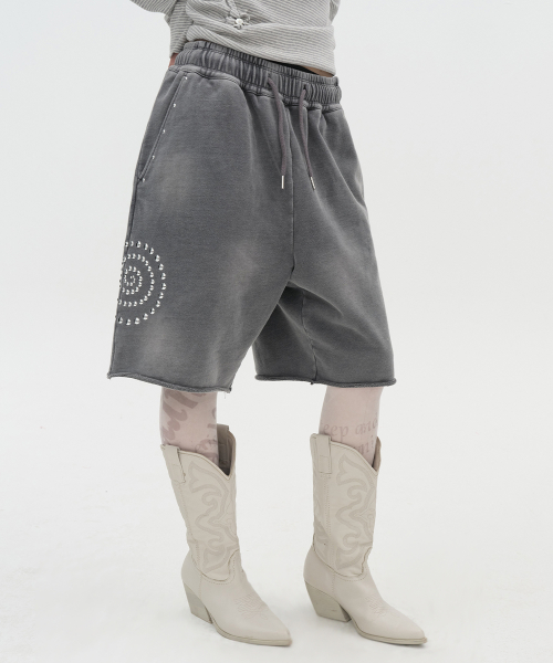 Washed Hotfix Shorts [Charcoal]