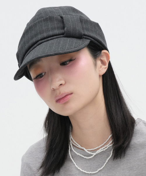 Striped Belted Cap [Charcoal]