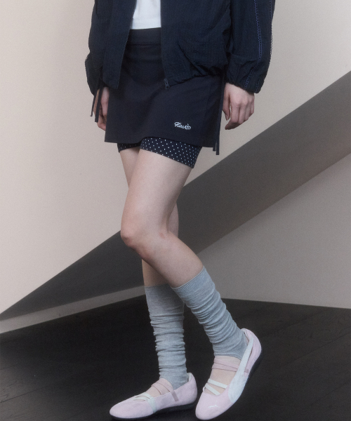 DOT INNER PANTS LAYERED SKIRT(DARK NAVY)