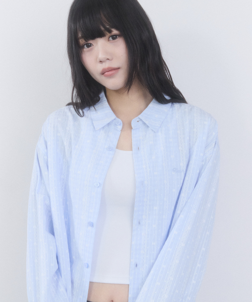 PLAIN LOOSE-FIT SHIRT(SKY)