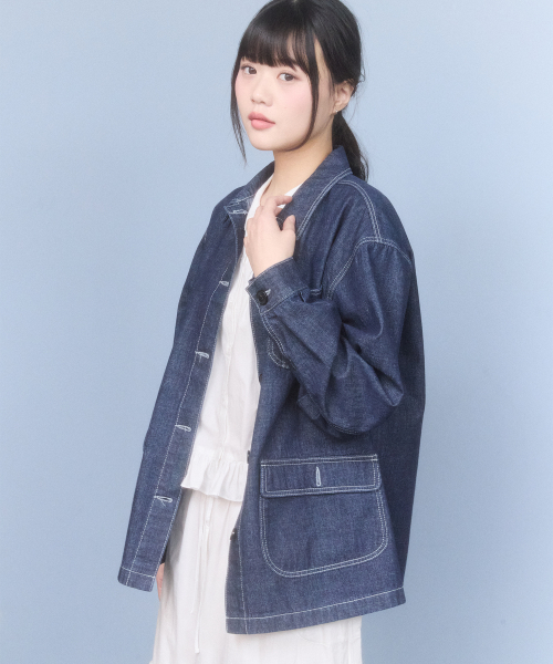 KIRSH DOUBLE POCKET HALF DENIM JACKET(BLUE)