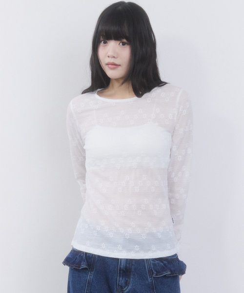 SHEER SLIM-FIT LONG SLEEVE(WHITE)