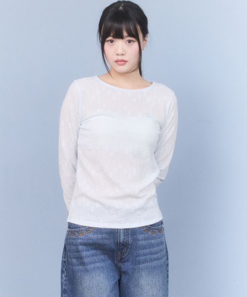 SHEER SLIM-FIT LONG SLEEVE(LIGHT BLUE)