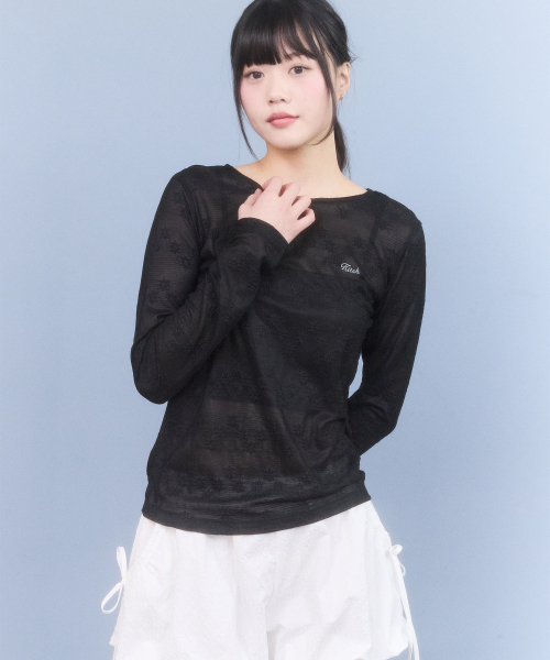 SHEER SLIM-FIT LONG SLEEVE(BLACK)