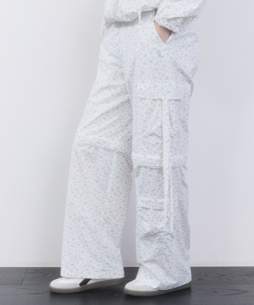 RIBBON DETAIL TWO-WAY NYLON PANTS(WHITE)