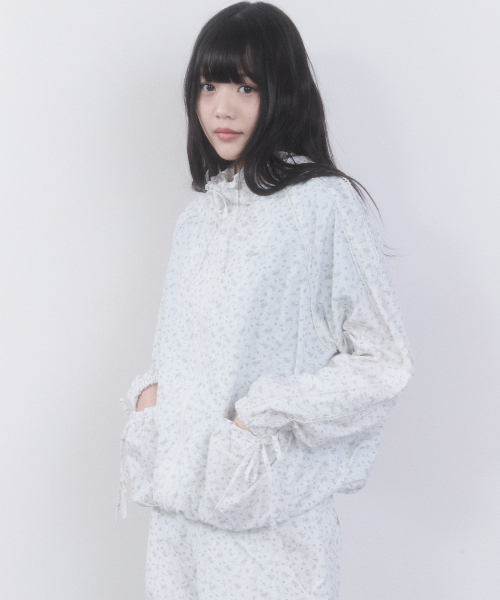 RIBBON DETAIL LOOSE-FIT WINDBREAKER(WHITE)