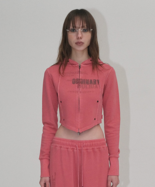 PIGMENT SLIM HOODED ZIP-UP [RED]