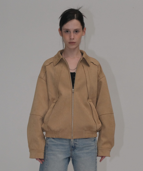 SUEDE OVERFIT JUMPER [BEIGE]
