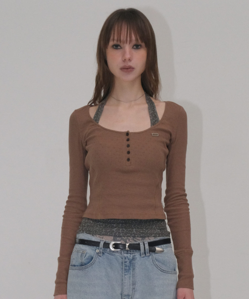 HALTER LAYERED SET [BROWN]