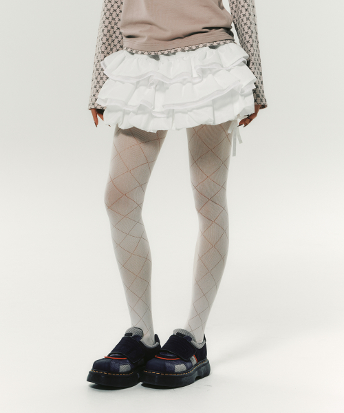 BALLOON FRILL SKIRTPANTS WHITE