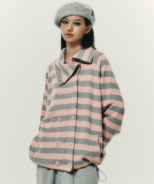 STRIPE COLLAR JACKET PINK