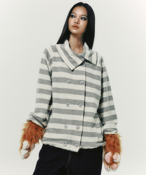 STRIPE COLLAR JACKET GREY