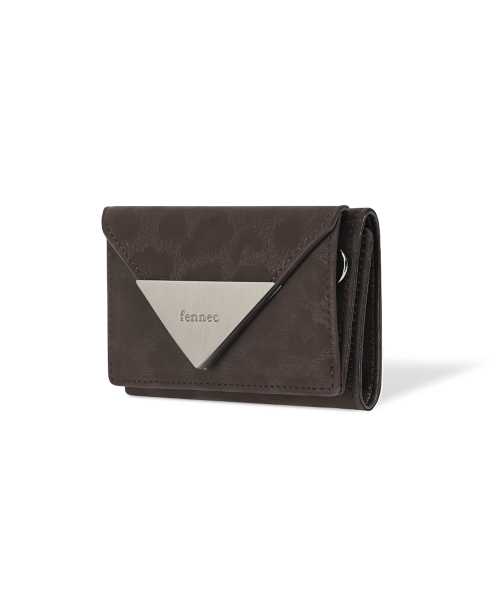 TRIANGLE TRIPLE WALLET - LEOPARD BROWN