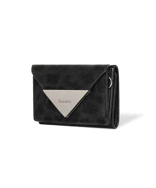 TRIANGLE TRIPLE WALLET - LEOPARD BLACK