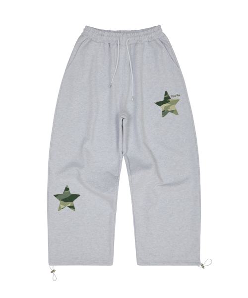 Big Star Applique Sweat pants MELANGE WHITE