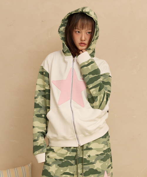 Big Star Applique Hood Zip Up CAMO