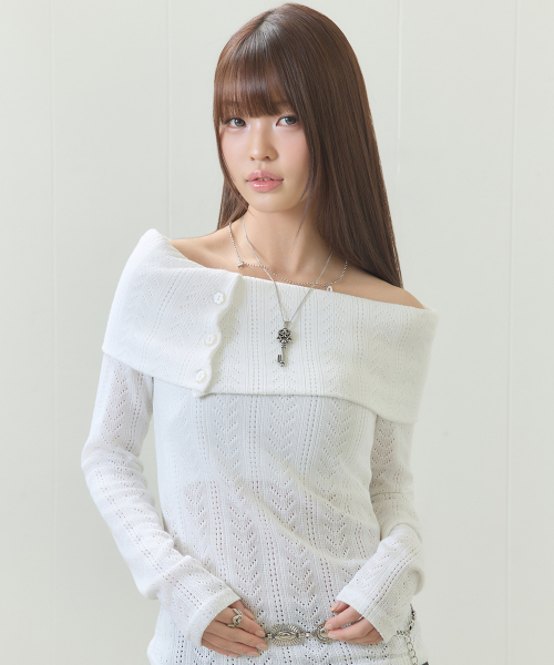 EL OFF-SHOULDER KNIT(WHITE)