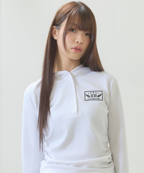 EL PATCH HOOD T-SHIRT(WHITE)