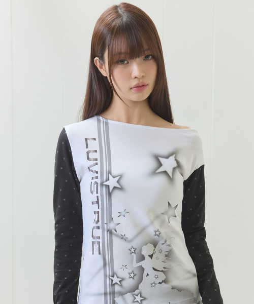 EL STAR FAIRY ONE-SHOULDER TEE(WHITE)