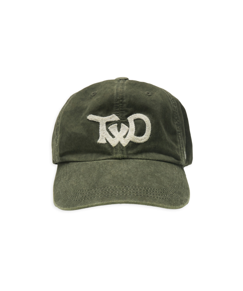 TWD hand embroidery wrinkled ball cap in seaweed green