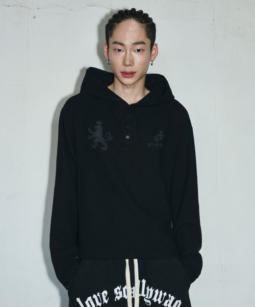와플 헨리넥 후디[블랙]