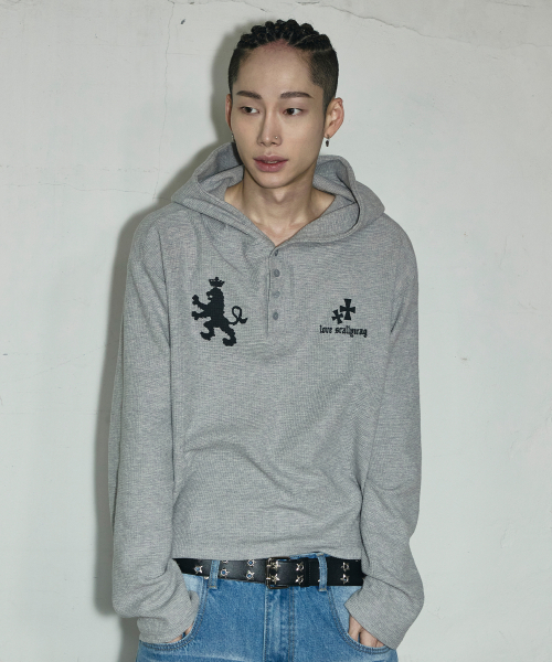 와플 헨리넥 후디[그레이]