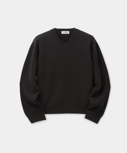 Wool V-neck Sweater (Black)