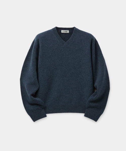 Wool Vneck Sweater (Melange Blue)
