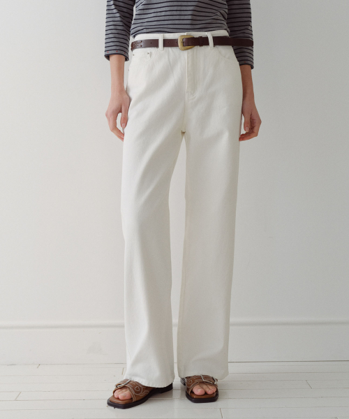COLOR COTTON STRAIGHT PANTS - IVORY