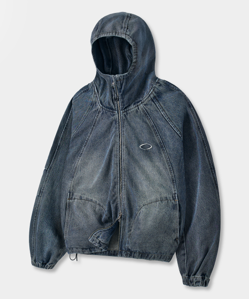 BALACLAVA SLASH HOODED ZIP-UP_DENIM DUST INDIGO